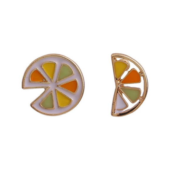 Cute Girly Citrus Orange Slice Earrings - Picture 3 of 3